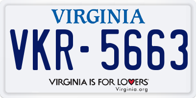 VA license plate VKR5663