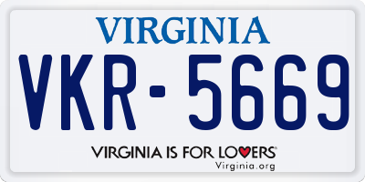 VA license plate VKR5669