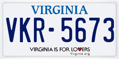 VA license plate VKR5673