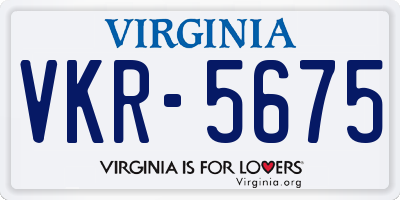 VA license plate VKR5675
