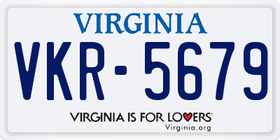 VA license plate VKR5679