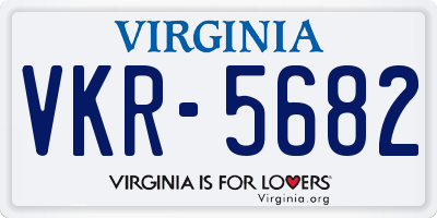 VA license plate VKR5682