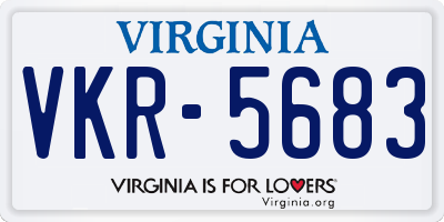 VA license plate VKR5683