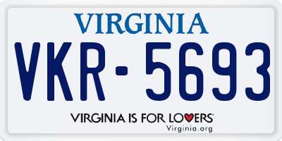 VA license plate VKR5693