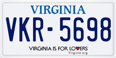 VA license plate VKR5698