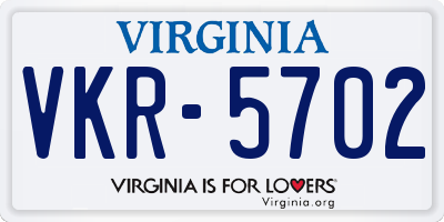 VA license plate VKR5702