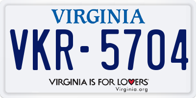 VA license plate VKR5704