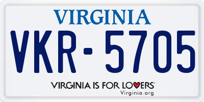 VA license plate VKR5705