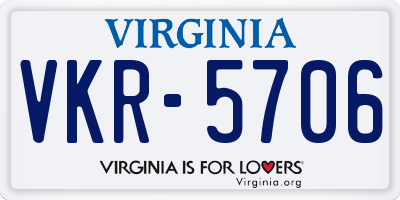 VA license plate VKR5706