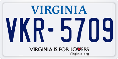 VA license plate VKR5709