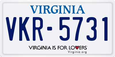 VA license plate VKR5731