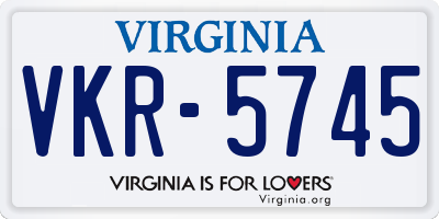 VA license plate VKR5745