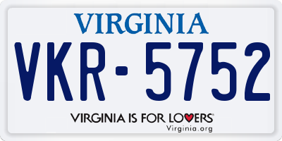 VA license plate VKR5752