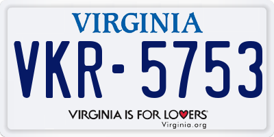 VA license plate VKR5753
