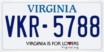 VA license plate VKR5788