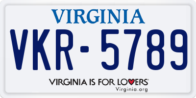 VA license plate VKR5789