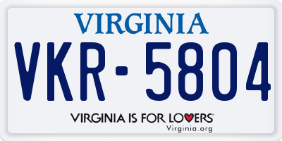 VA license plate VKR5804