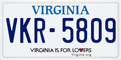 VA license plate VKR5809