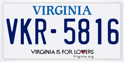 VA license plate VKR5816