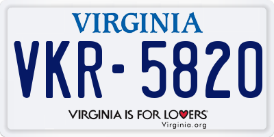 VA license plate VKR5820