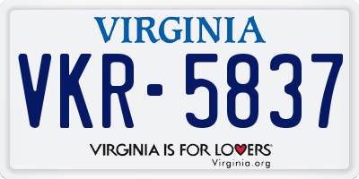 VA license plate VKR5837