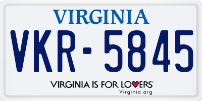 VA license plate VKR5845