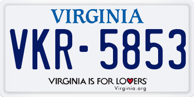 VA license plate VKR5853