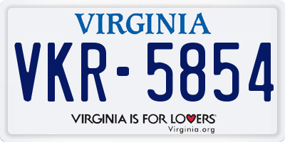 VA license plate VKR5854