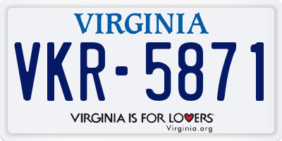 VA license plate VKR5871