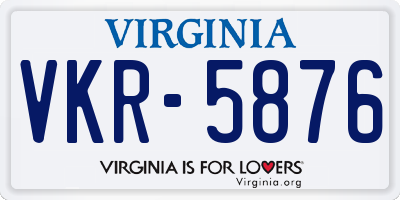 VA license plate VKR5876