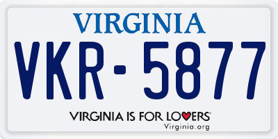 VA license plate VKR5877