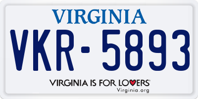 VA license plate VKR5893