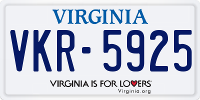 VA license plate VKR5925