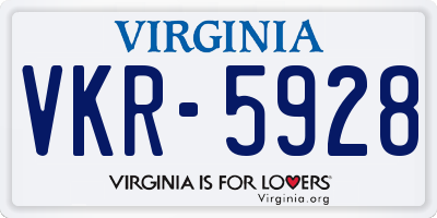VA license plate VKR5928