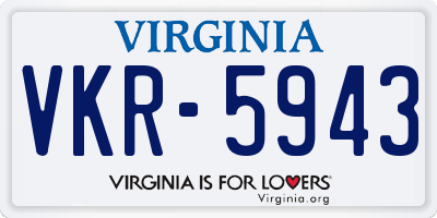 VA license plate VKR5943