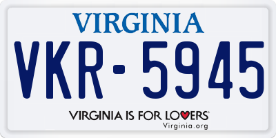 VA license plate VKR5945