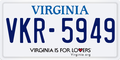 VA license plate VKR5949
