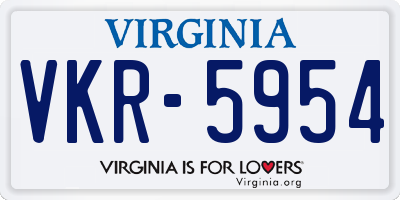 VA license plate VKR5954