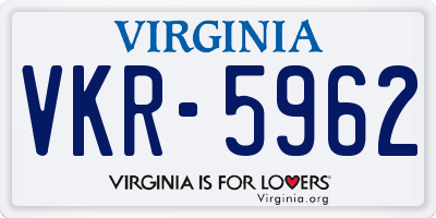 VA license plate VKR5962