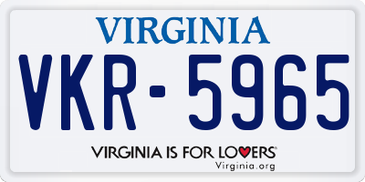 VA license plate VKR5965