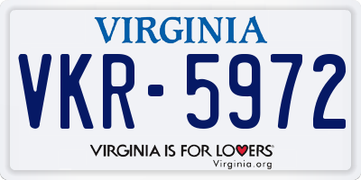 VA license plate VKR5972