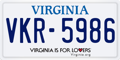 VA license plate VKR5986
