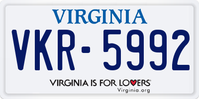 VA license plate VKR5992