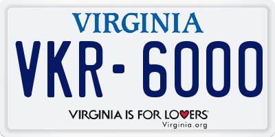 VA license plate VKR6000