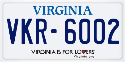 VA license plate VKR6002