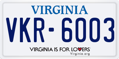 VA license plate VKR6003