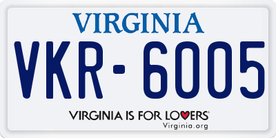 VA license plate VKR6005