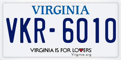 VA license plate VKR6010