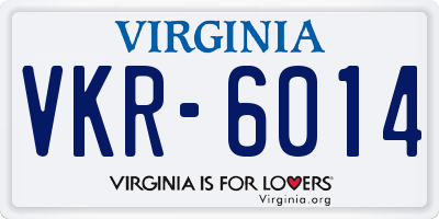VA license plate VKR6014