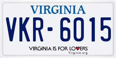 VA license plate VKR6015